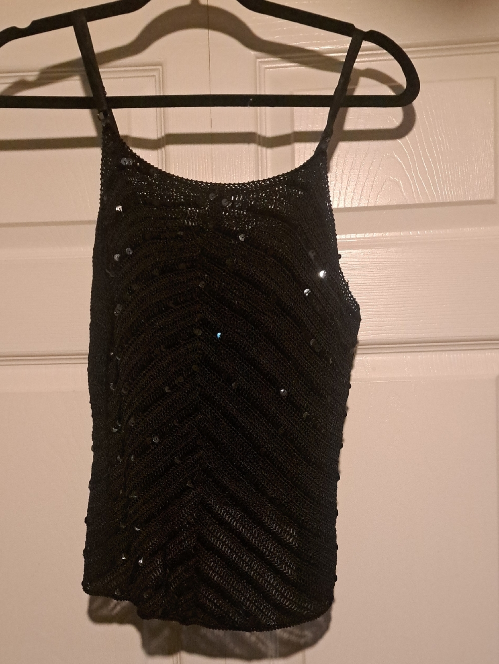 ♟️Costa Blanca Black Crochet Sequin Top Fancy classy & sexy Shimmer and shine
